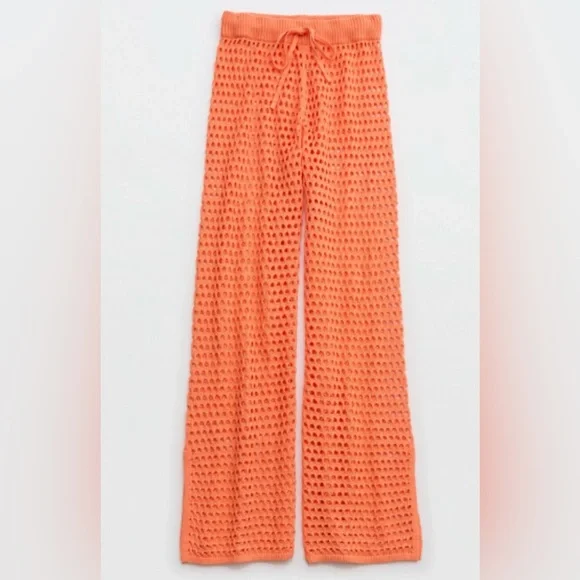 Aerie - Orange Crochet Vacay Knit Set - medium top + medium bottom NWOT - Picture 4 of 17